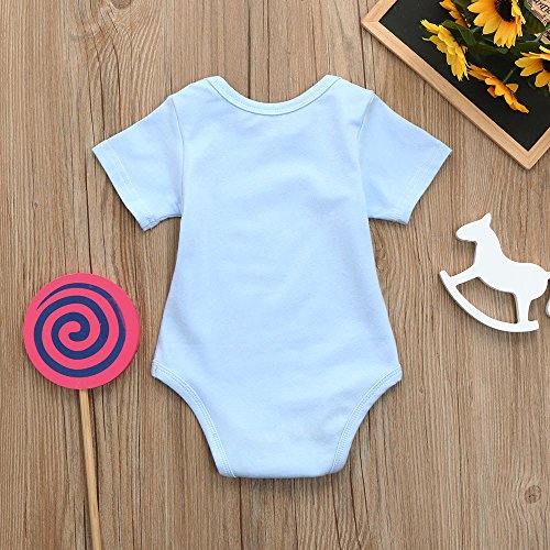Clearance Sale 0-24 Months Newborn Infant Baby Kids Girl Boy Letter Print Romper Jumpsuit Sunsuit Outfits Clothes (Sky Blue A, 0-6 Months)