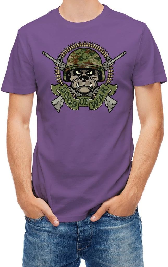T-shirt war helmet dogs military banner with cross Purple Light S