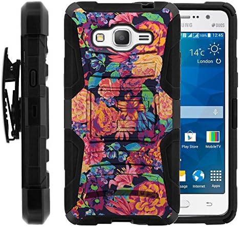 Galaxy Grand Prime Case, Galaxy Grand Prime Holster, Two Layer Hybrid Armor Hard Cover with Built in Kickstand for Samsung Galaxy Grand Prime SM-G530H, SM-G530F (Cricket) from MINITURTLE | Includes Screen Protector - Floral Dream