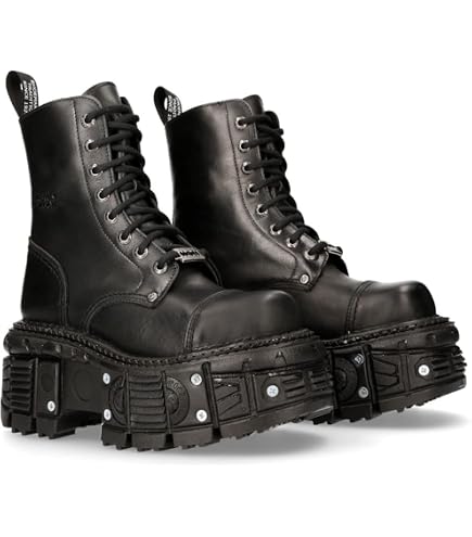Amazon.com | New Rock M-NEWMILI083-S21 TOWER COMBAT BOOTS Black