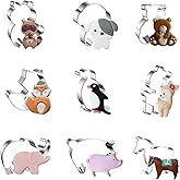 ZDYWY Animal Cookie Cutters 9 Piece Set – Raccoon Dog Bear Fox Penguin Deer Elephant Pig Horse - b