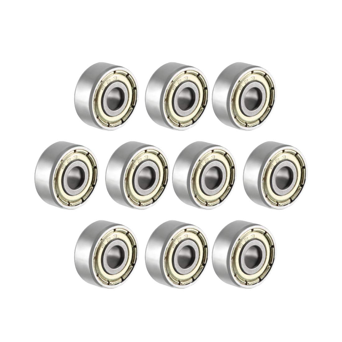 sourcing map 623ZZ Deep Groove Ball Bearing Double Shield 623-2Z 80023, 3mm x 10mm x 4mm Chrome Steel Bearings (Pack of 10)