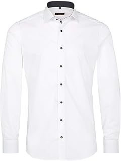 eterna Langarm Hemd Slim FIT Stretch Unifarben,W40 Langarm,Weiß