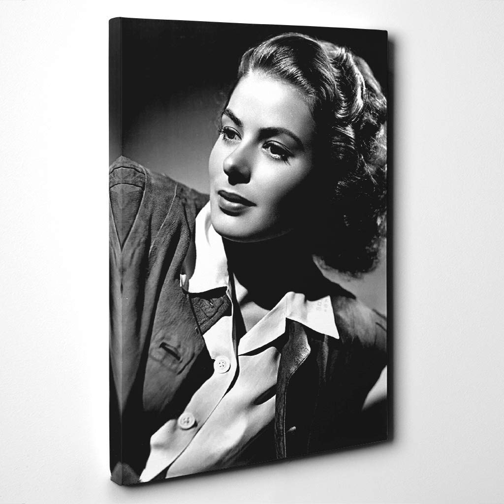 Ingrid Bergman Canvas Print | Gallery Wrapped 30mm Frame Wall Art | 20x14 inches | Ready to Hang | Modern Picture | Living Room Bedroom Lounge Office