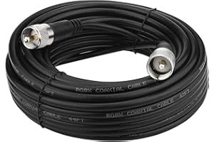 Ullnosoo RG8x Coaxial Cable 50 ft, CB Radio Antenna Coax Cable UHF PL259 Male to Male Low Loss CB 50 Ohm for HAM Radio, Anten