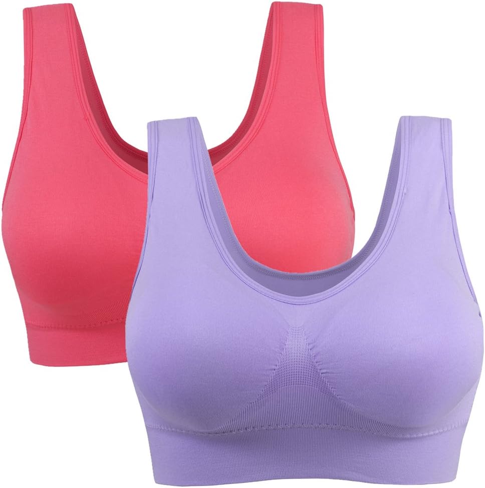 2 Pack Yoga Sports Sleep Bra for Women Wirefree Size 6-22