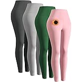 ATTIQOZI 4 Pack Women's Fleece Lined Leggings, High Waisted Thermal Leggings for Women Winter Warm Workout Yoga Pants