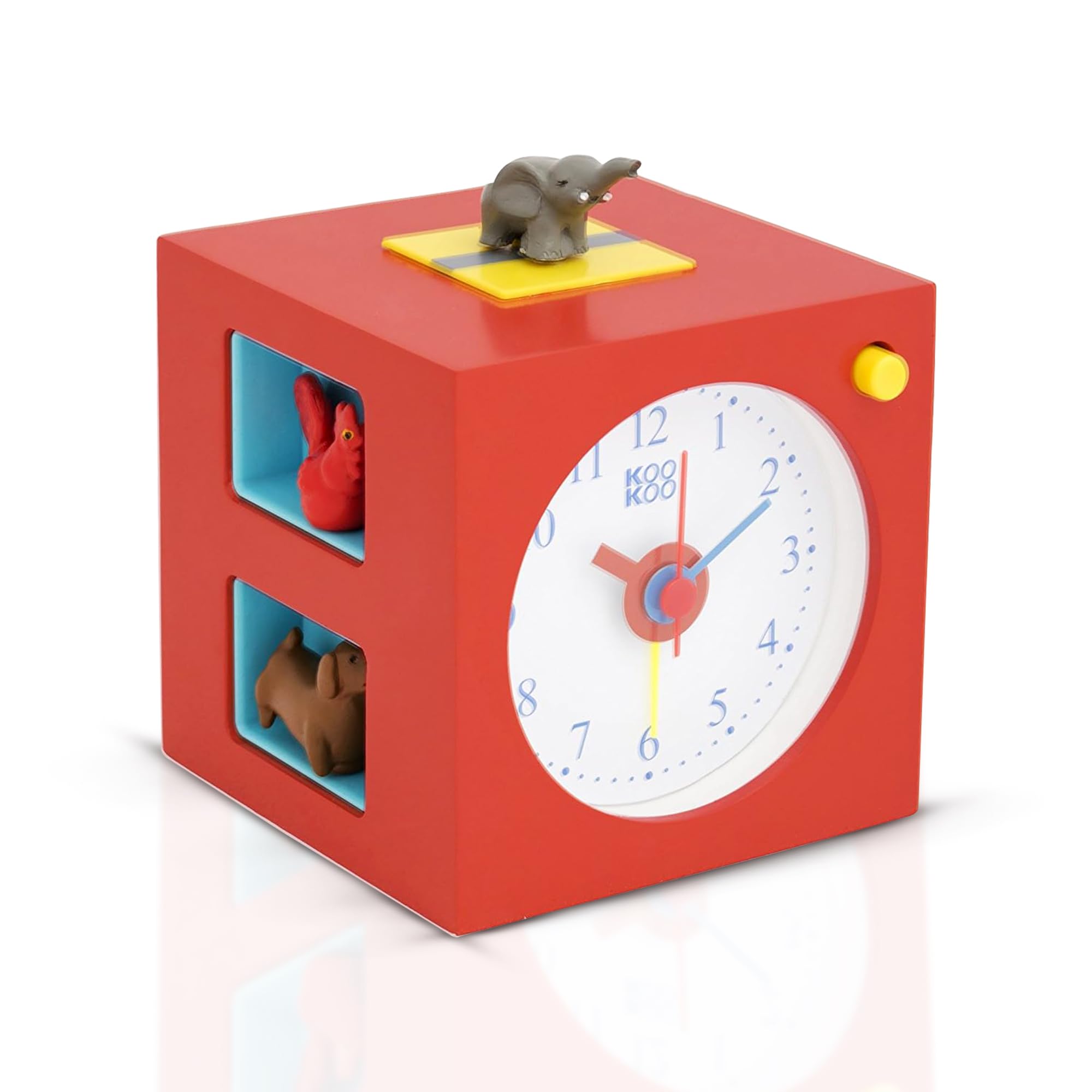 KOOKOO KidsAlarm red alarm clock for children including 5 farm animals and their wake-up calls