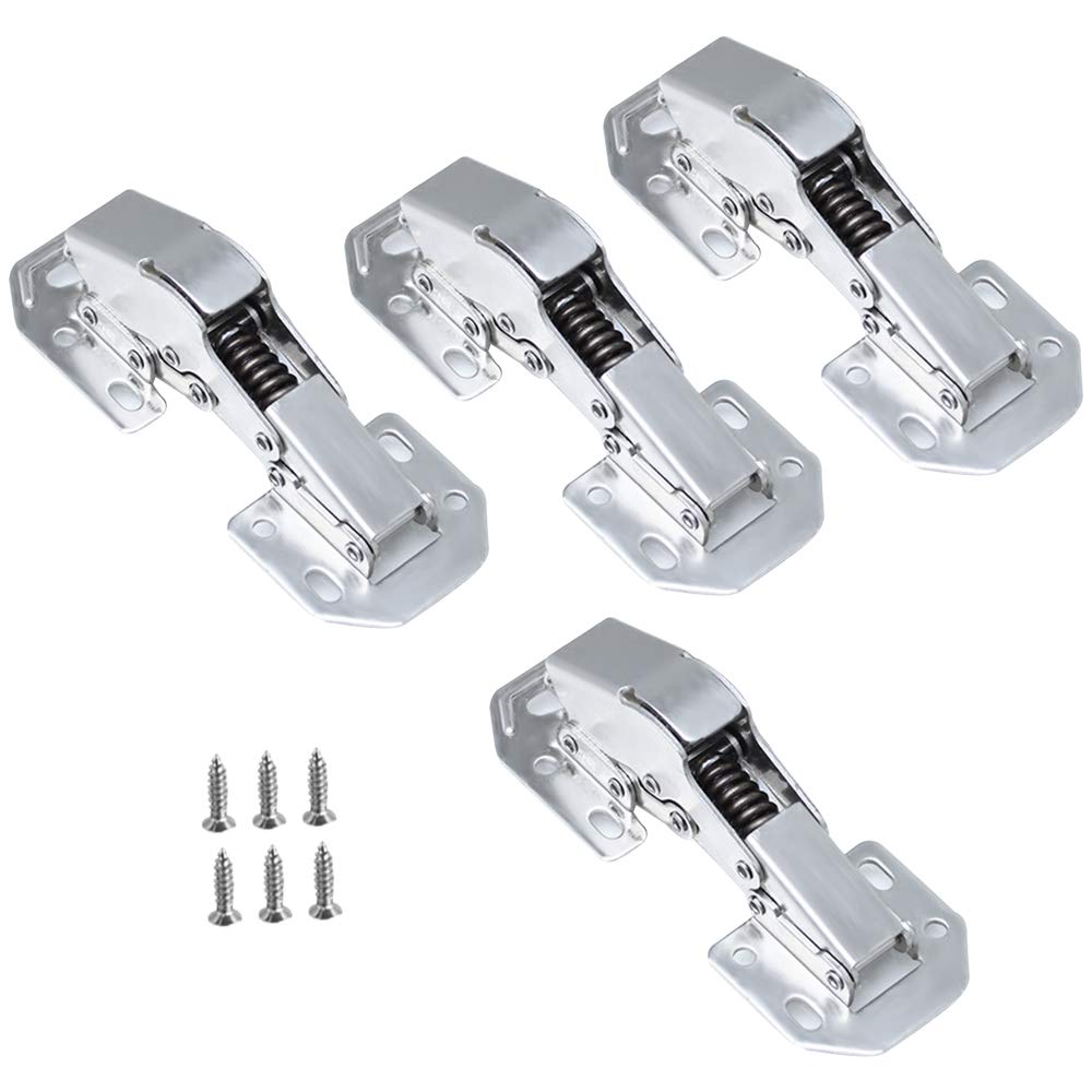 YOFASEN Door Hinge - 4PCS Cabinet Hinges Hinge-Free Hinges for Home Hardware, Kitchen, Silver, 4 Inch(Damping Style)