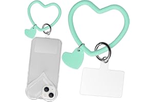 Naiadiy Silicone Heart Loop Phone Lanyard, Cell Phone Hand Wrist Lanyard Strap with Key Chain Holder, Universal for Phone Case Anchor Fit All Smartphones-Light Green