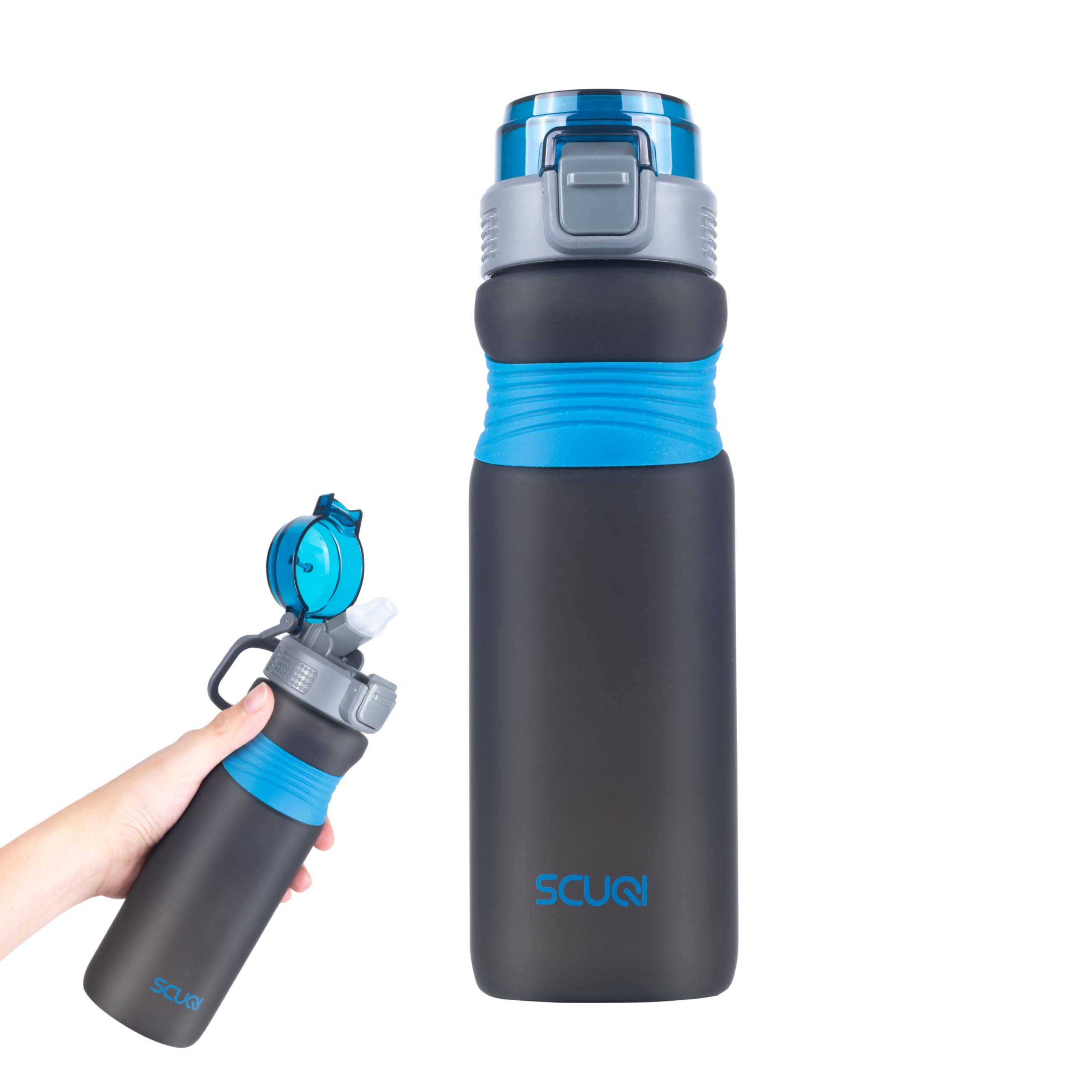 Louis Donné 24 oz Sports Water Bottle with Straw, Leakproof BPA Free Tritan Reusable Drinking Bottle with Lid Opening Lock, Time Markings Drinks Bottle for Gym School Outdoor Travel Teenager Adult — image 1