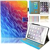 iPad 9.7 Inch 2018 2017 / iPad Air 2 / iPad Air Case,Dteck Leather Stand Smart-Shell Case with Auto Sleep/Wake Function Card Slot Protective Cover for Apple iPad 6th/5th Gen,iPad Air 1/2,Rainbow Ice