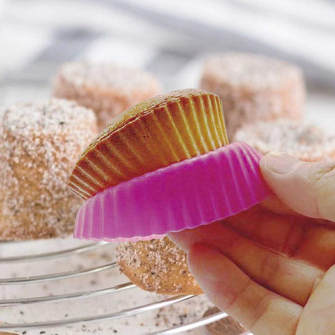 Reusable Silicone Cupcake Baking Cups,Weagood Non-stick Muffin Cupcake Liners Silicone Baking Molds Pack of 24