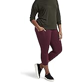 No nonsense Women's Soft Cotton Capri Leggings with Side Pockets Workout Stretch Pull On Pants