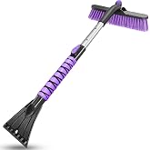HEEYA Ice Scraper with 12.6 Inch Large Brush Head, Snow Brush for Car | Extendable Car Scraper, No-Scratch Bristles, Snow Removal for SUV, Truck Windshield Window(Purple)