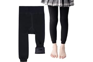 LOOCHING Toddler Girls Fleece Lined Leggings Baby Kids Cotton Winter Warm Thick Velvet Knit Tights Thermal Pant Trouser 1-6Years