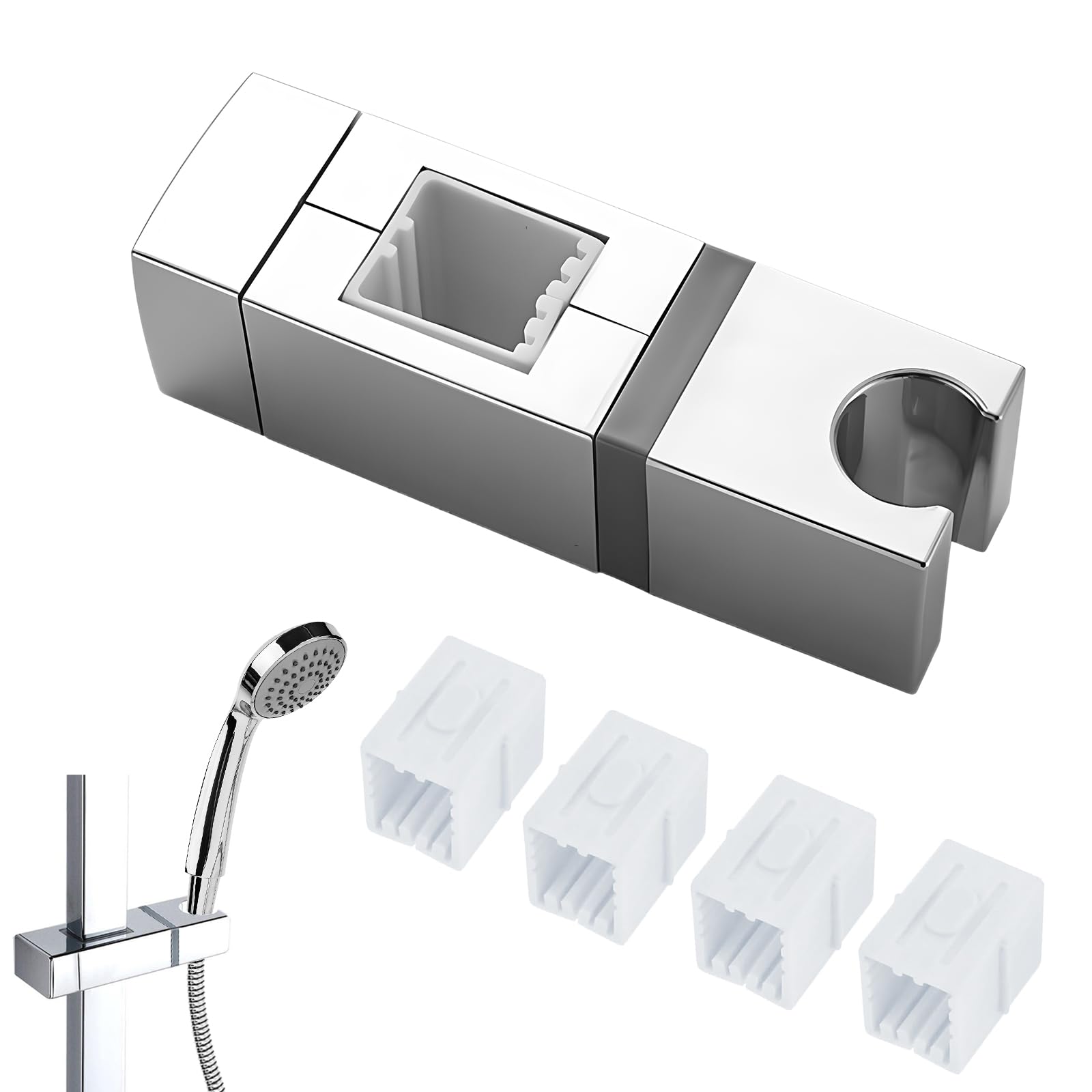 Adjustable Shower Bracket, No-Drill Shower Rail Holder, Fits Multiple Sizes of Shower Rails & Lifting Rods, 360° Angle Adjustment Holder Accessories -- 18x30, 22x22, 25x25, 30x15mm