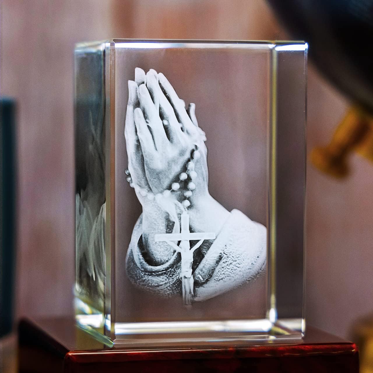 Photographs - Praying Hands 3D Photo Crystal, Religious Pray, Engraved Art, Laser Etched Print, from Daughter, Serenity Prayer Blessing