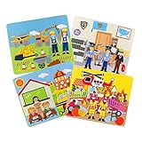 Sprogs Set of 4 Felt Storyboards w/Storage Bag, Construction, Fire, Police, School, SPG-ENA1020-SO