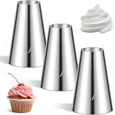3 Pcs 1A Piping Tip Set Large 1A Round Piping Tip Professional Cake Decorating Tips Set Stainless Steel Icing Tips for Cake Decorating, Macarons, Cupcakes, Cakes, Cookies (1/2 inch)
