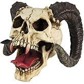 PTC 10.5 Inch Evil Ram Horned Skull with Tongue Out Figurine Statue