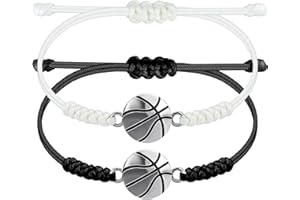 SmileBelle Sport Gifts for Son or Daughter, Easter Basket Stuffers for Teens 2pcs Braided Bracelets Volleyball Soccer Football Baseball Basketball Gifts for Fans, Friends and Lovers as Sport Jewelry