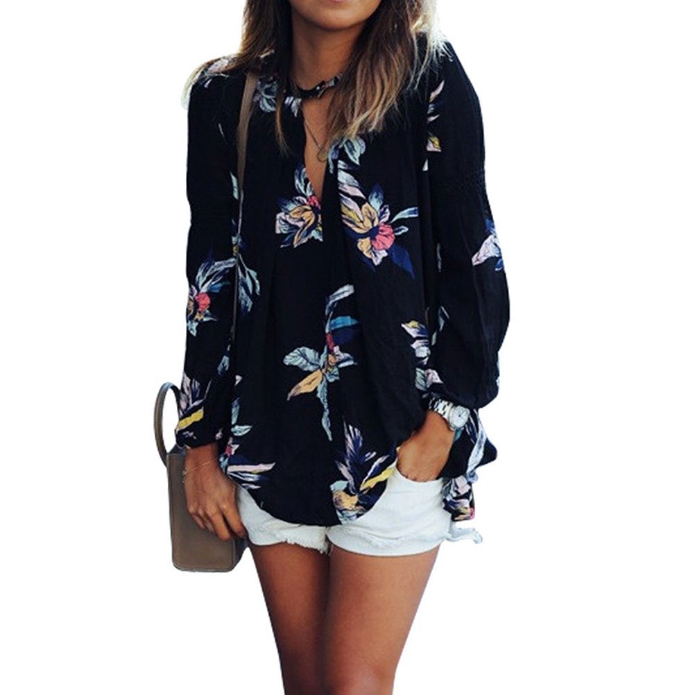 Long Sleeve Chiffon Shirt Blouse Tops 