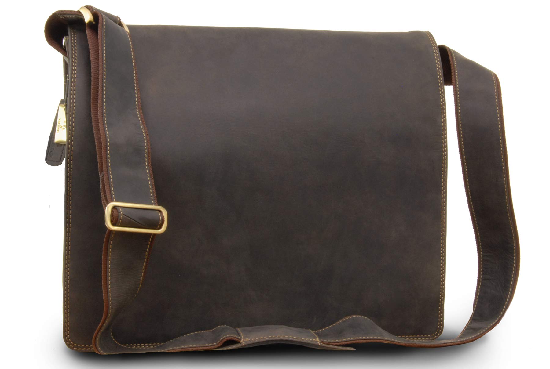 VISCONTI - Men's Leather Messenger Shoulder Bag - Extra Large Work Bag - For 15 to 16 Inch Laptop and A4 Notebooks - 16054 Harvard XL - Oil Brown