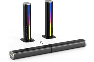 Wohome 2.2 Sound Bar for Smart TV with Built-in Subwoofers, 32 Inches Detachable Soundbar Speaker, Bluetooth 5.3/ARC/Optical/AUX/USB Connection with Colorful Backlight