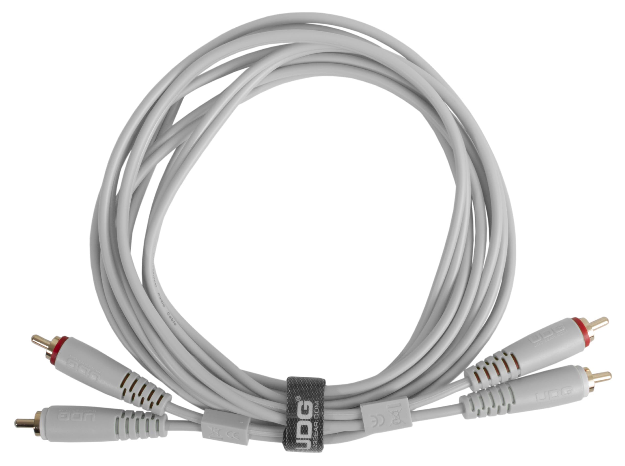 UDG Audio Cable Set RCA - RCA White Straight 1.5m, Compatible with all Jack to Jack devices