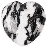 Zebra Jasper Heart Crystal Healing Stones Natural Gemstone Large Puffy Love Hearts Reiki Worry Palm Massager Stone 1.8 Inches