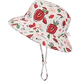Baby Sun Hat Adjustable - Toddler Kids Beach Pool Bucket UPF 50+ Wide Brim Chin Strap Summer Play Hat