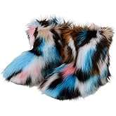 Urmycos Girls Faux Fur Mid-Calf Snow Boot Winter Warm Furry Fluffy Shoes