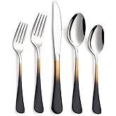 Moxinox 20-Piece Black Gold and Silverware Set, 18/0 Stainless Steel Colorful Handle Flatware Set,Service for 4,Modern Cutlery Set Includes Dinner Knives Forks Spoons,Mirror Polished,Dishwasher Safe