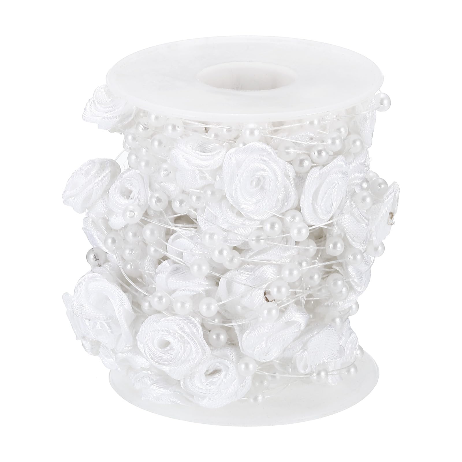 PATIKIL Rose Pearl String Beads, 32.8 Ft Artificial Pearl Wire Garland for Christmas Party DIY Craft Home Wedding Decorative, White