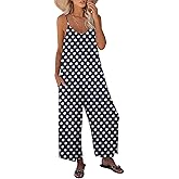 KMAZN Womens Casual Loose Floral Bohemian Summer Jumpsuits Plus Size Beach Rompers One Piece Outfits with Pockets