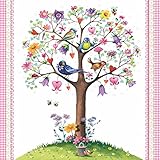 Paperproducts Design 1251549 High Quality Beverage/Cocktail Love Tree with Birds 1331529 Paper Napkins (20 Pack), Multicolor