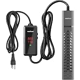 Veehoo 300W Aquarium Heater with 0.5℉ Temp-Control &amp; Overheat Protection | Adjustable Fish Tank Heater with Patented Anti-Cooking Fish System, Anti Dry-Burn for 40-75 Gal Saltwater Freshwater Tanks