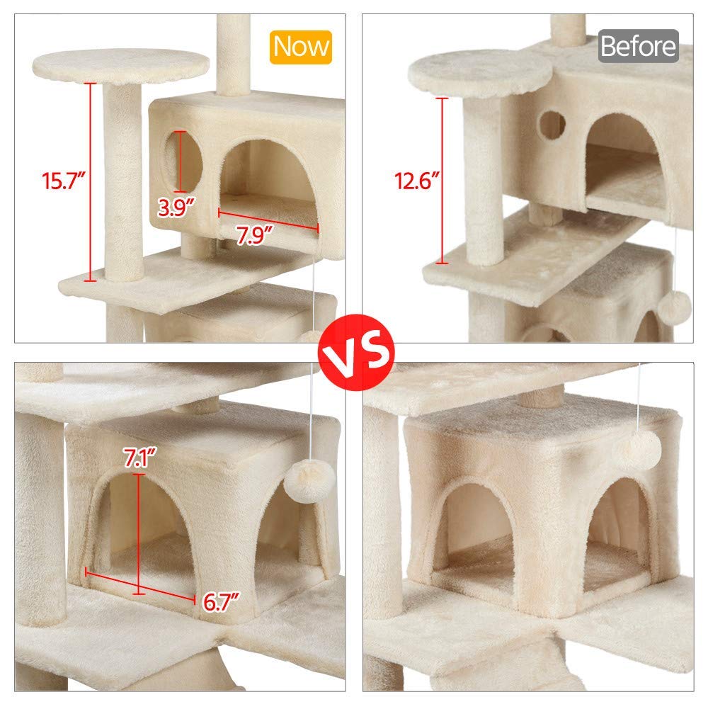 Yaheetech Cat Kitten Tree Condo Furniture Scratcher Play Beige 53\'\'H