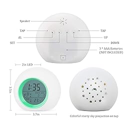 Tarklanda Alarm Clock for Kids,Moon Stars Projector