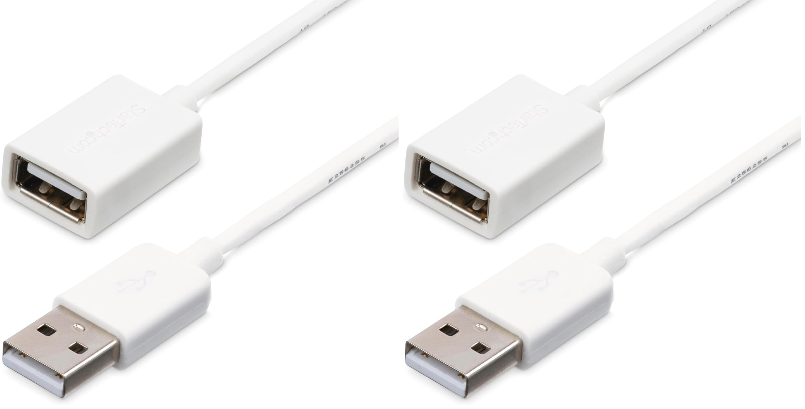 StarTech.com USBEXTPAA1MW 1 m White USB 2.0 Extension Cable Cord, A to A, USB Male to Female Cable, 1x USB A (M), 1x USB A (F) - White (Pack of 2)