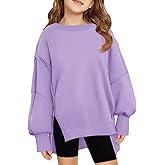 Haloumoning Girls Oversized Sweatshirt Long Sleeve Crewneck Kids Lightweight Cute Pullover Tops 5-14 Years