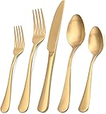 Matte Gold Silverware Set,SHARECOOK Satin Finish