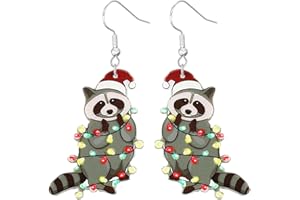 DREUYET Christmas Earrings for Women Cute Funny Acrylic Christmas Santa Claus Tree Cat Dinosaur Earrings Xmas New Year Party Holiday Earring