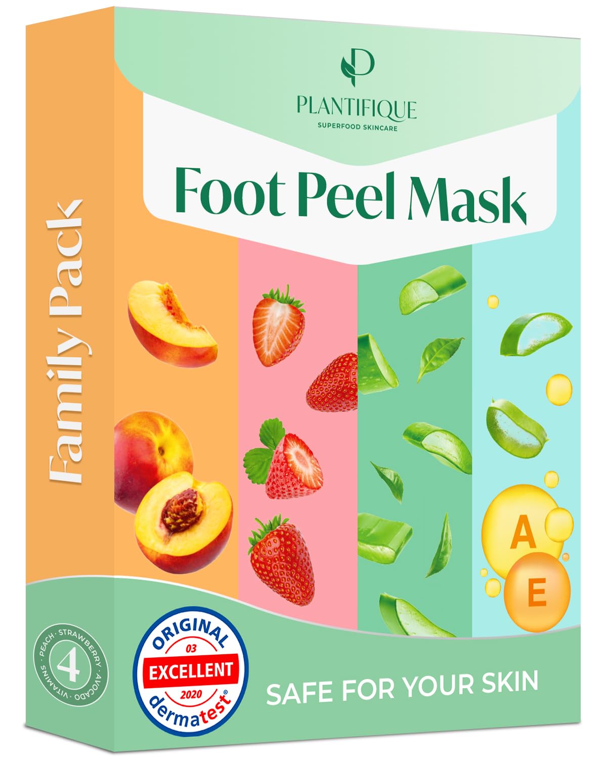 Plantifique Foot Peel Mask – 4 Pairs Exfoliating & Dermatologically Tested Foot Treatment, Removes Dead Skin & Repairs Heels for Soft Feet – Mix Scent, Gift for Women & Men