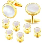 Dannyshi Mens Cufflinks and Tuxedo Shirt Studs Set with Gift Box Cuff Links Tuxedo Studs Business Wedding Groomsman Gifts