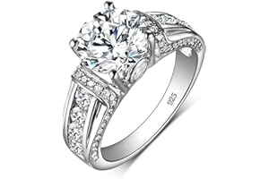 Luyona Moissanite Rings for Women 1 CT D Color VVS1 Round Cut Blue Wedding Engagement Rings