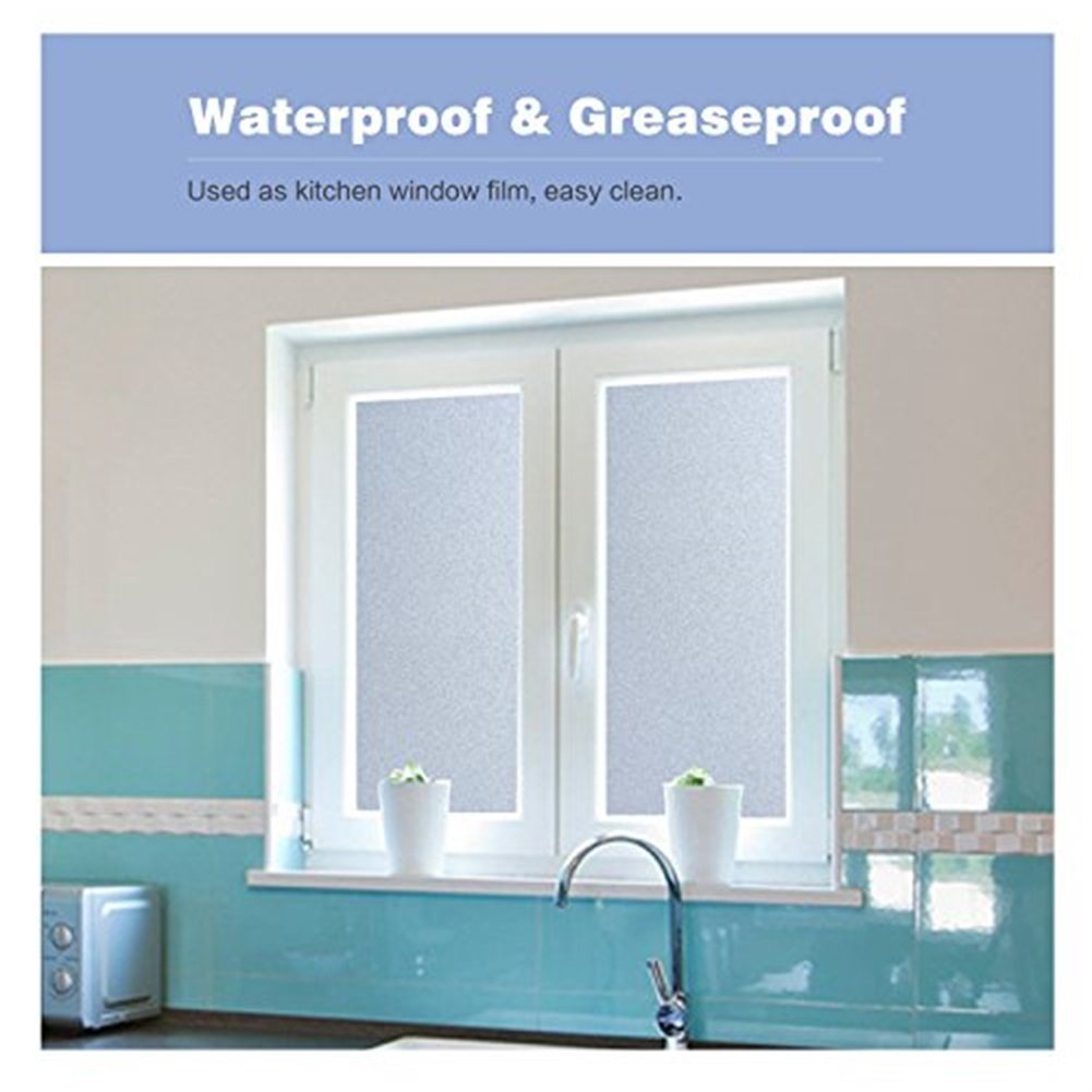 Xindinyi Frosted Static Cling Privacy Window Film with Self Adhesive For UV Blocking Heat Control Glass for Office Car School Home Bathroom Kitchen (17.3\