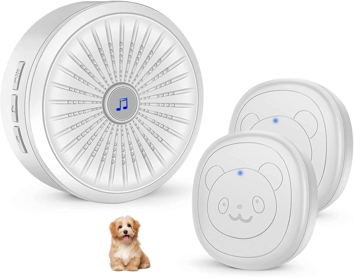 Dog Door Bell with Wireless Touch Dog Bells for Puppy Potty Training and IP55 Waterproof Dog Training Door Bells - White