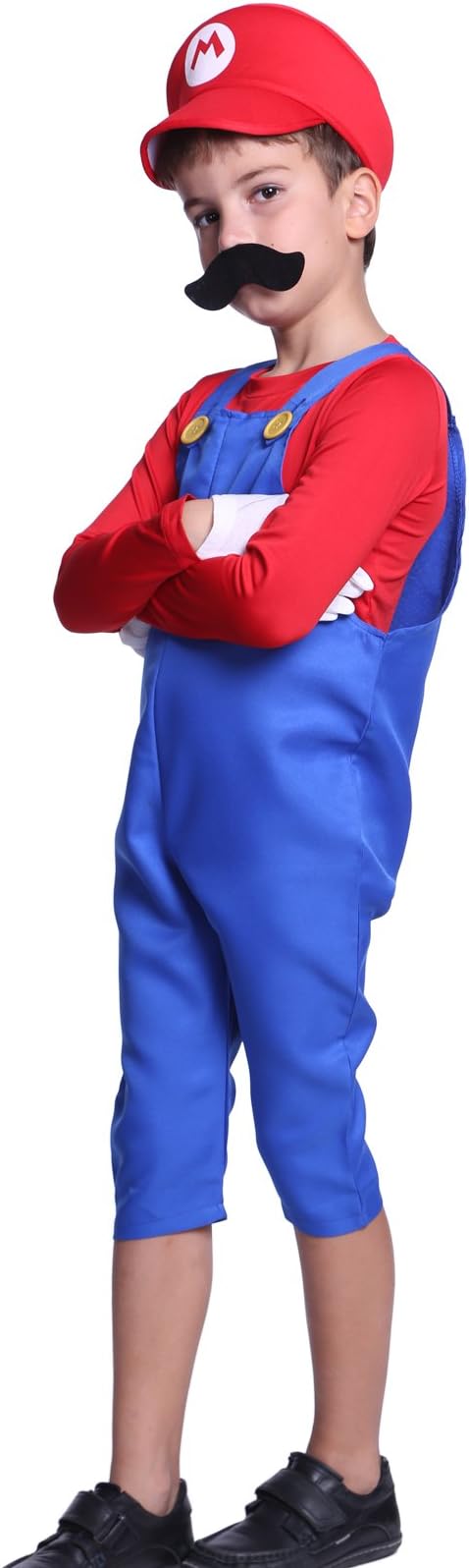 80s Boys Kids Super Mario Luigi Bros Plumber Workman Fancy Dress Costume